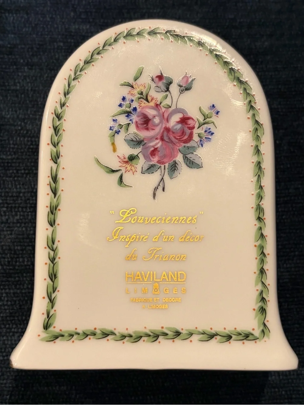 Haviland Limoges Floral Porcelain Desk Clock - Cream with Pink Roses Louvecienne